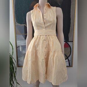 Elizabeth Lozano | Sleeveless Shirt Dress with Geometric Pattern